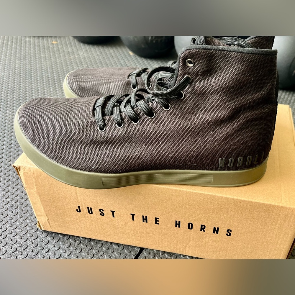 NOBULL Black and Olive High-Top Sneakers